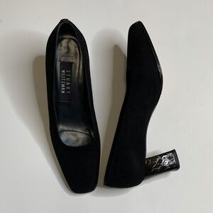 Stuart Weitzman Classic Old Money Heels. Black Suede Sz 7.